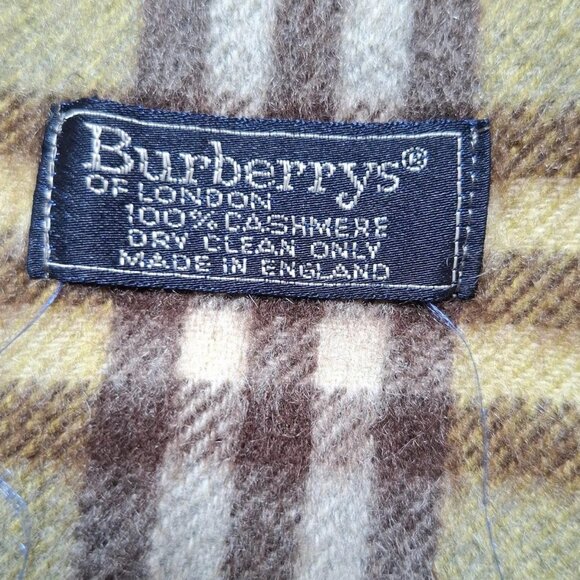 Auth Burberry's - Khaki Brown Multi Cashmere Scarf - Picture 4 of 5